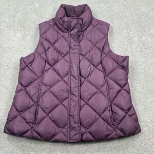 Eddie Bauer EB700 Goose Down Puffer Vest Womens XL Purple Quilted Sleeveless